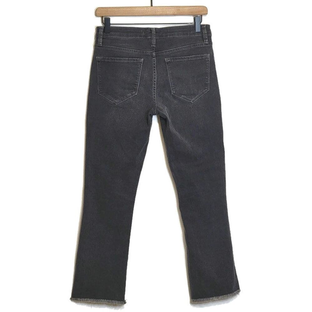 Free People Straight Leg Jeans Mid Rise Raw Hem Ankle Crop Black Gray 27 - Picture 8 of 16